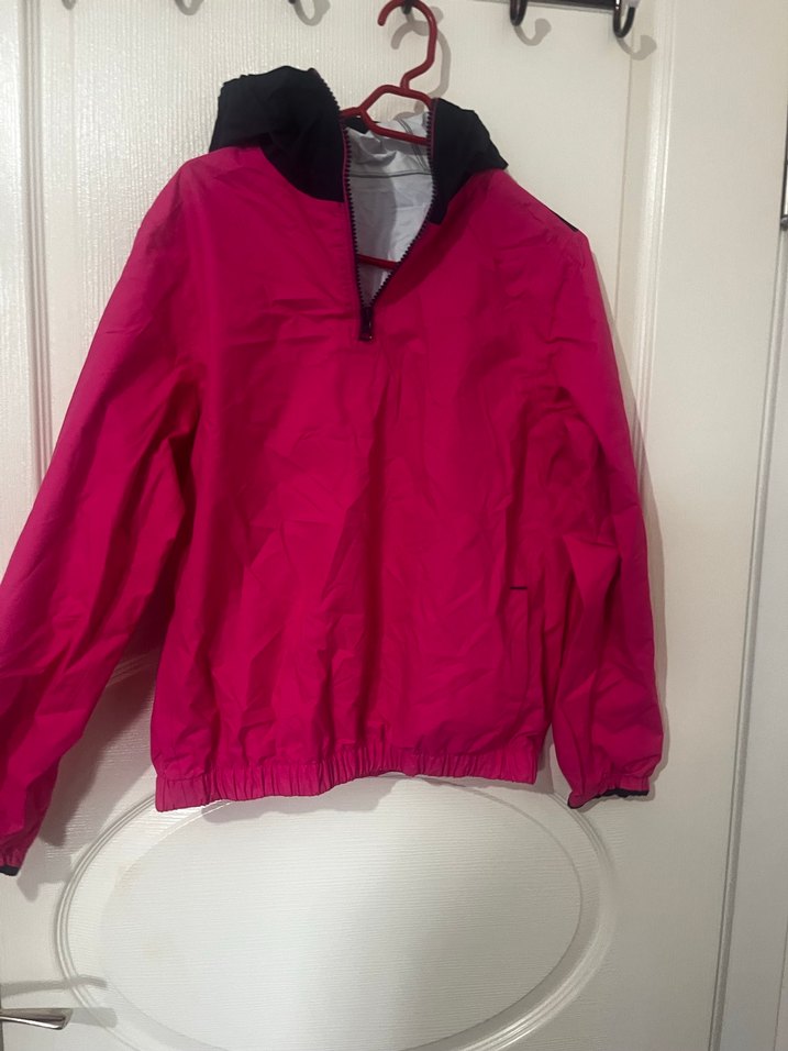 Kız çocuk Pembe Siyah Fermuarlı Spor yağmurluk - Görsel 2