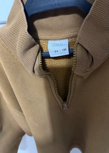 Zara erkek çocuk Yarım Fermuarlı hardal rengi Sweatshirt - Görsel 2