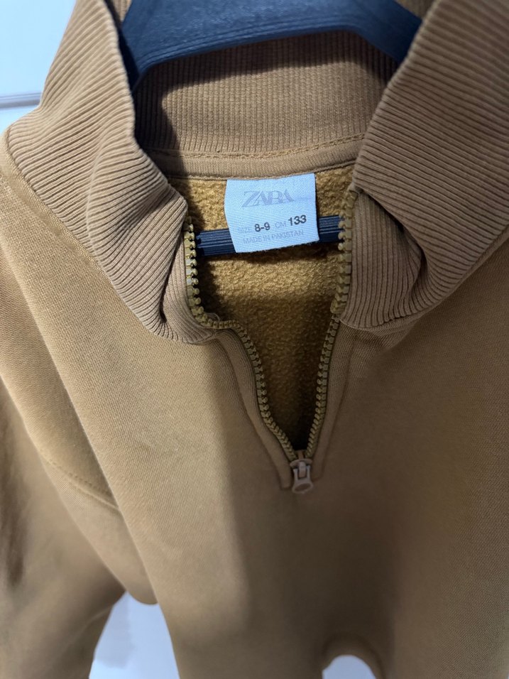 Zara erkek çocuk Yarım Fermuarlı hardal rengi Sweatshirt - Görsel 2