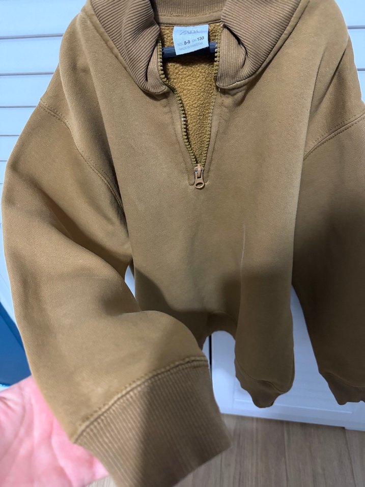 Zara erkek çocuk Yarım Fermuarlı hardal rengi Sweatshirt - Görsel 3