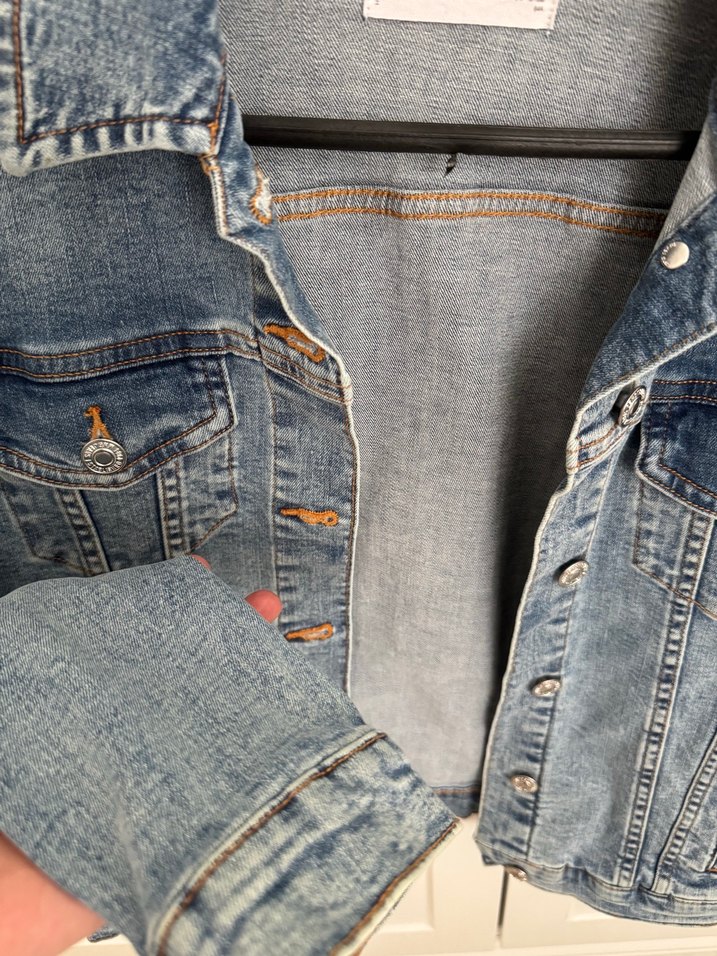 Düğmeli Mavi Kadın Kot Ceket - Görsel 3