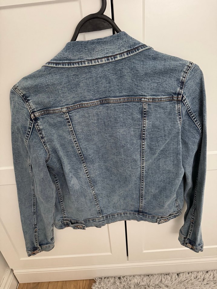 Düğmeli Mavi Kadın Kot Ceket - Görsel 4