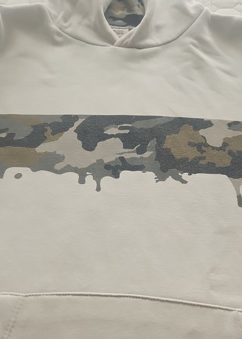 Gri Kamuflaj Desenli Kapüşonlu Sweatshirt - Görsel 3