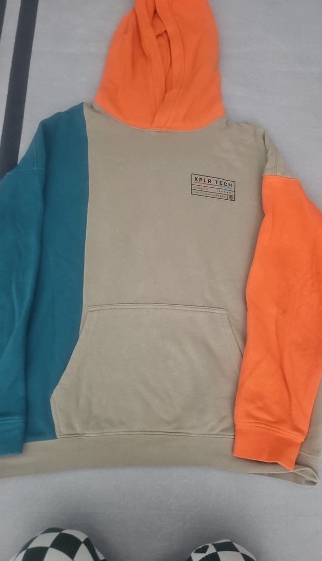 Renk Bloklu Kapüşonlu Kadın Sweatshirt - Görsel 2