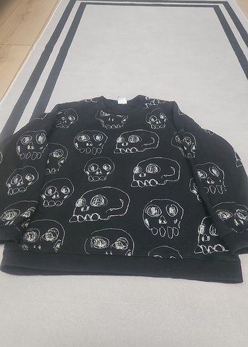 Baskılı Siyah Goth Kadın Sweatshirt - Görsel 3