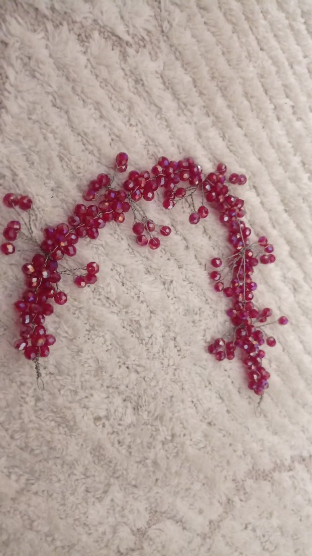 Bordo Boncuklu  Saç Aksesuarı - Görsel 2