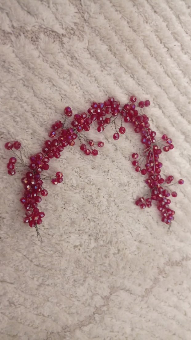 Bordo Boncuklu  Saç Aksesuarı - Görsel 3