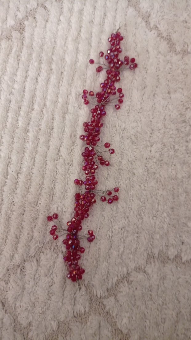 Bordo Boncuklu  Saç Aksesuarı - Görsel 4