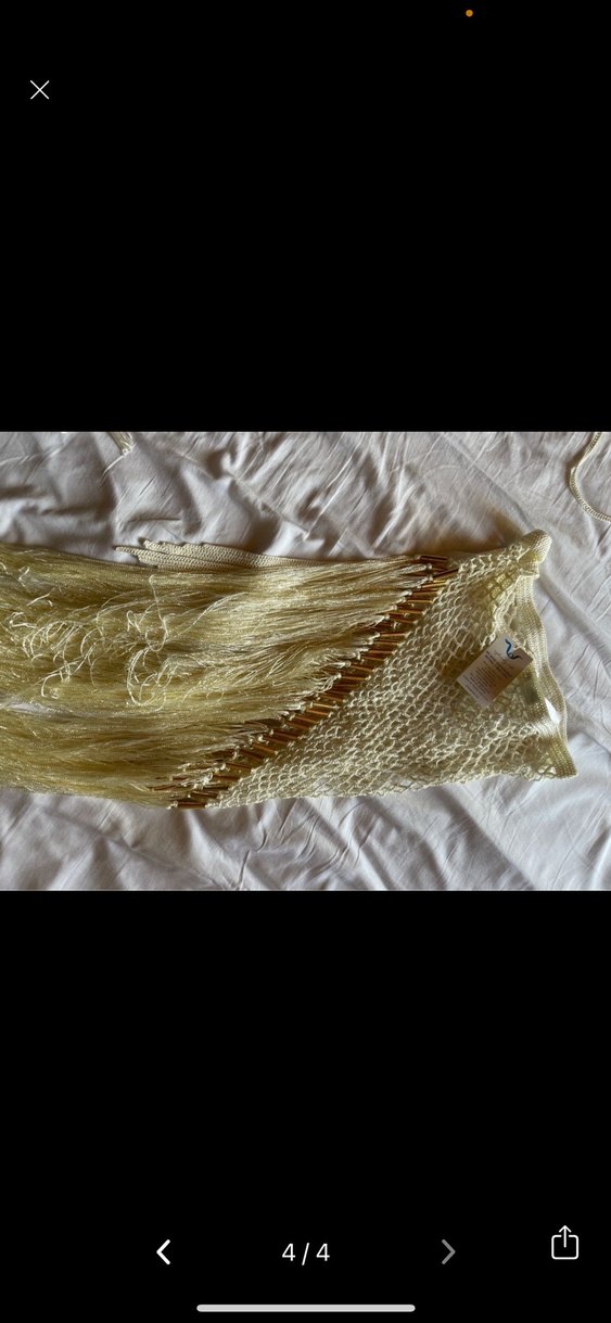 Bej Etnik Desenli Drapeli Kadın Vücut Zinciri - Görsel 4