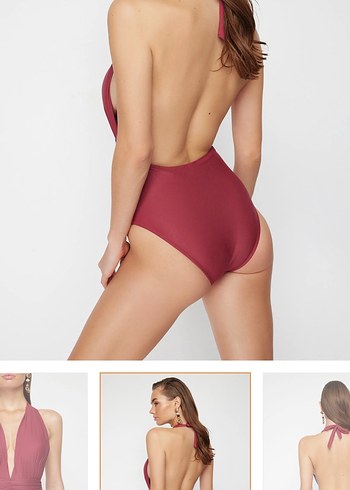 Bordo Drapeli Mini Kadın Mayo - Görsel 3