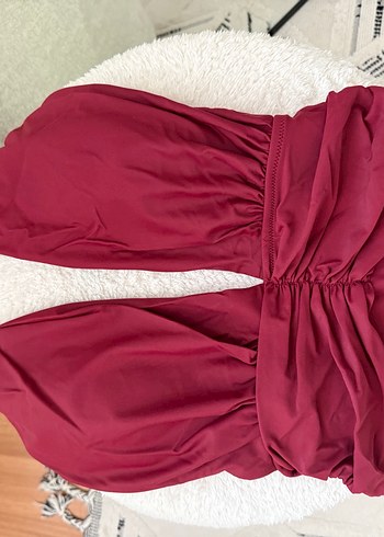 Bordo Drapeli Mini Kadın Mayo - Görsel 5