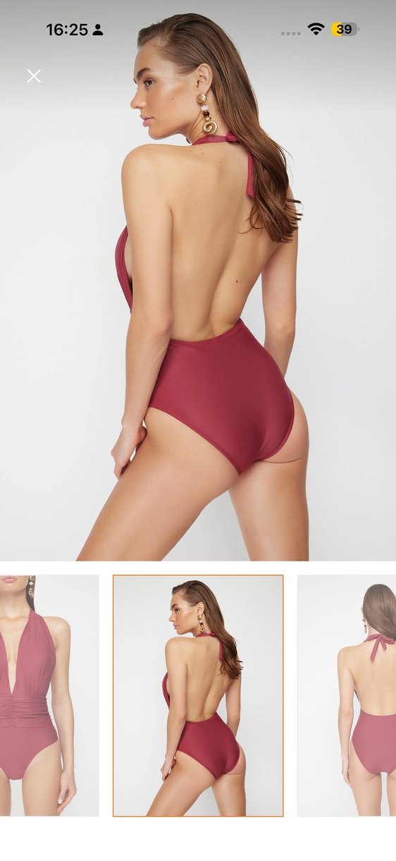 Bordo Drapeli Mini Kadın Mayo - Görsel 3