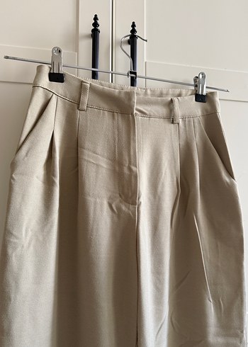 Bej Keten Midi Kadın Pantolon - Görsel 4