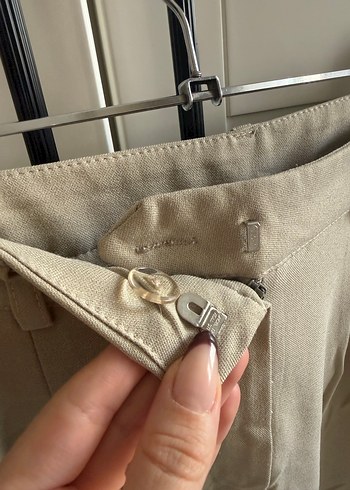 Bej Keten Midi Kadın Pantolon - Görsel 3