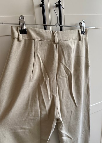 Bej Keten Midi Kadın Pantolon - Görsel 2