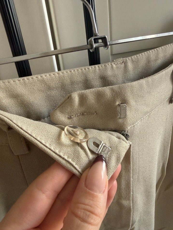 Bej Keten Midi Kadın Pantolon - Görsel 3