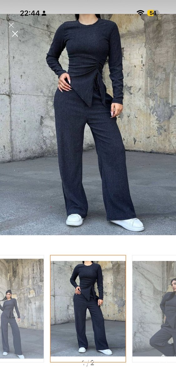 Kadın Gri Denim Bel Detaylı Takım - Görsel 2