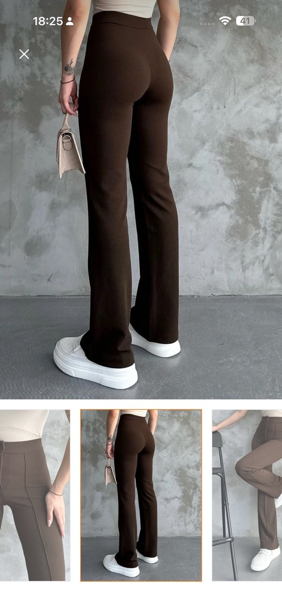 Kahverengi Regular Fit Midi Kadın Pantolon - Görsel 2