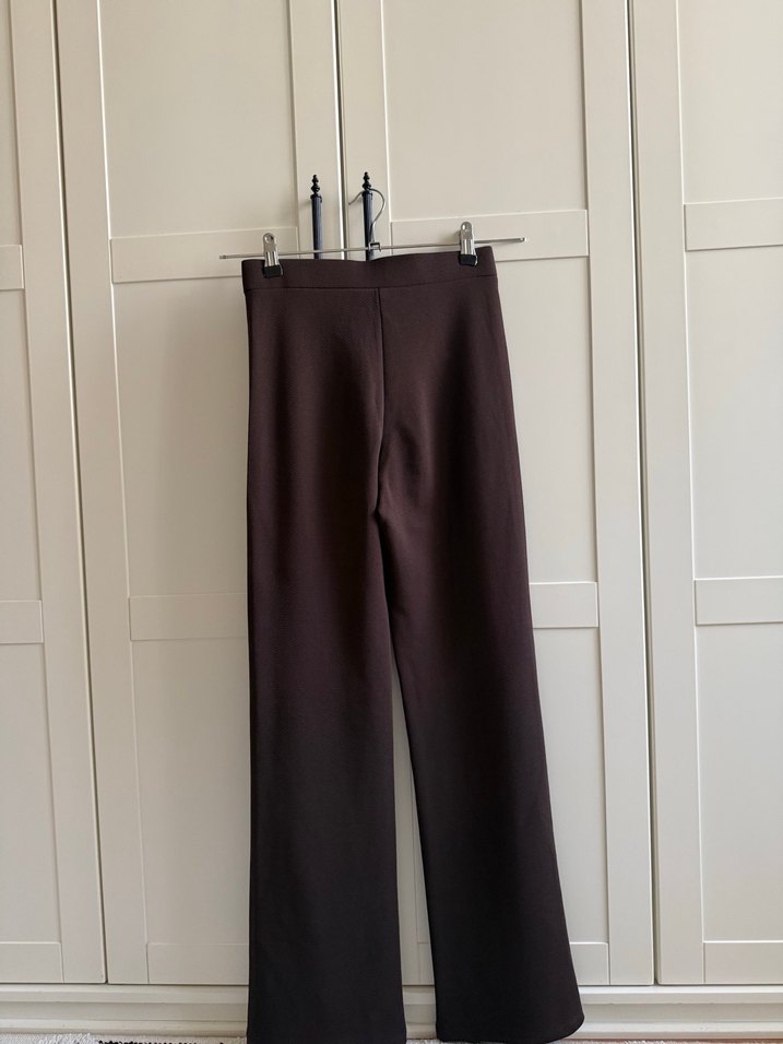 Kahverengi Regular Fit Midi Kadın Pantolon - Görsel 4