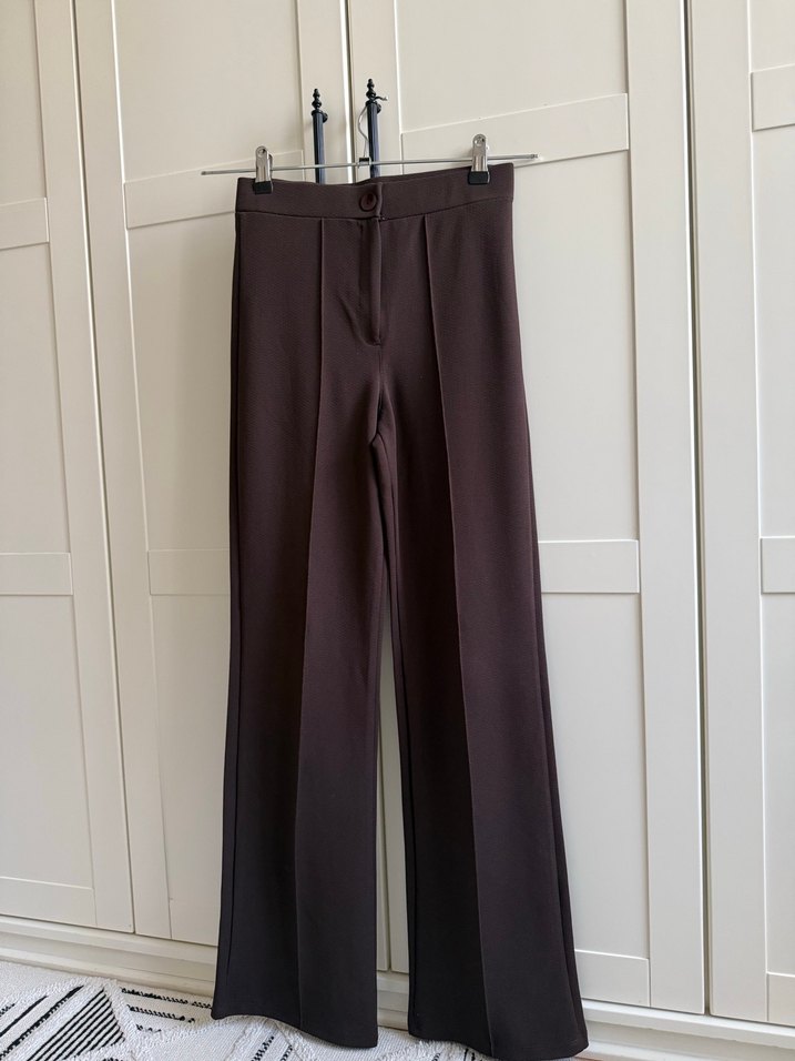 Kahverengi Regular Fit Midi Kadın Pantolon - Görsel 5