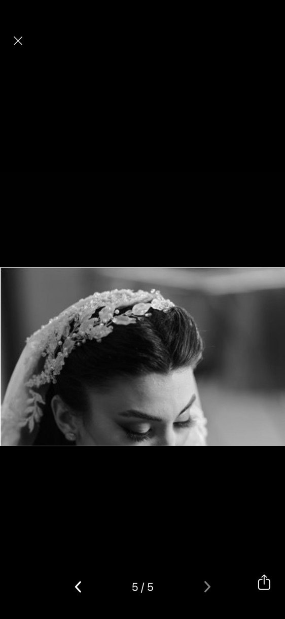 Boncuk İşlemeli Bej Örgü Saç Aksesuarı - Görsel 3