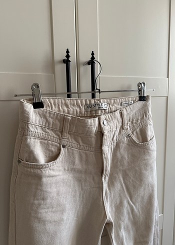 Bej Keten Midi Kadın Pantolon - Görsel 4