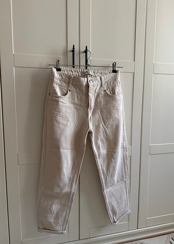 Bej Keten Midi Kadın Pantolon - Görsel 2