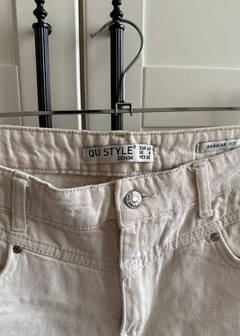 Bej Keten Midi Kadın Pantolon - Görsel 5