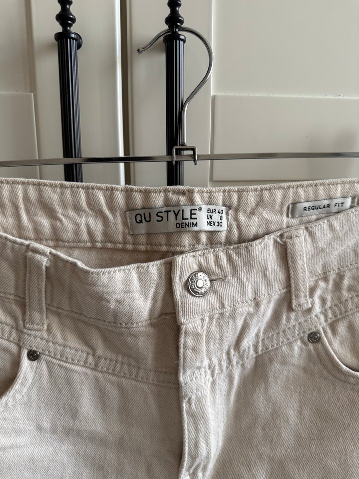 Bej Keten Midi Kadın Pantolon - Görsel 5