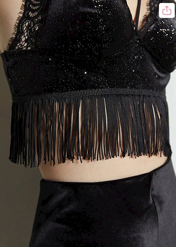 Püsküllü Siyah Mini Bustiyer - Görsel 3