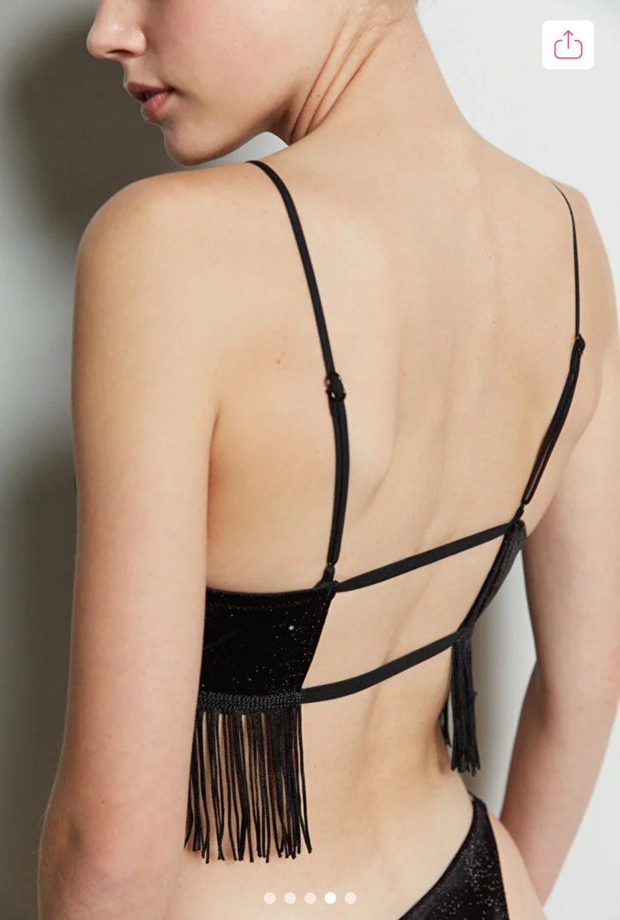 Püsküllü Siyah Mini Bustiyer - Görsel 4