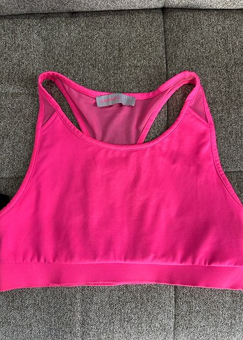 Renkli Desenli ve Pembe Kısa Spor Sütyen - Görsel 3