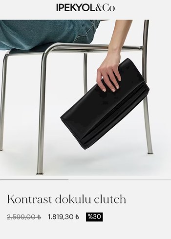 IPEKYOL&Co Siyah Deri Clutch