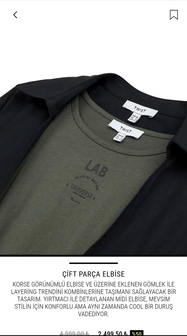 Twist elbise ürün sıfır etiketlidir Çift parçadır - Görsel 2