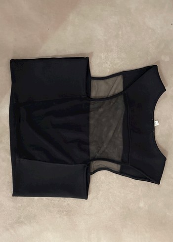 Siyah Transparan Detaylı Crop Top - Görsel 2