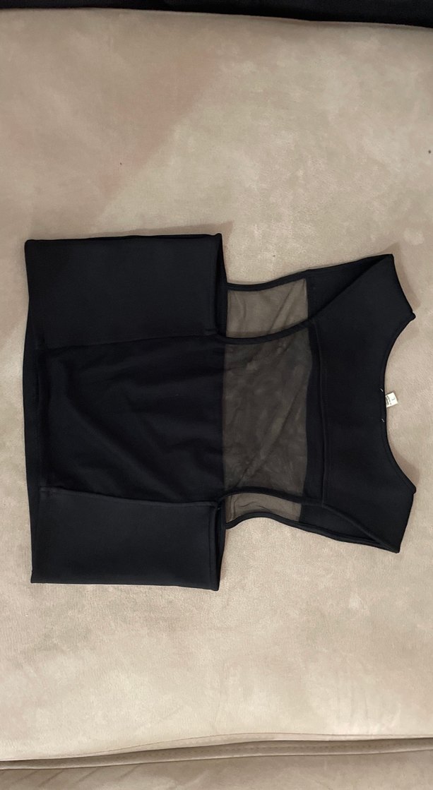 Siyah Transparan Detaylı Crop Top - Görsel 2