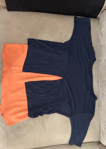 lacivert turuncu tişört - Görsel 2