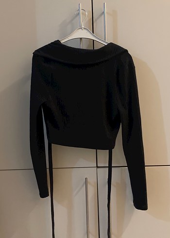 Siyah Kemerli Uzun Kollu Kadın Bluz - Görsel 2