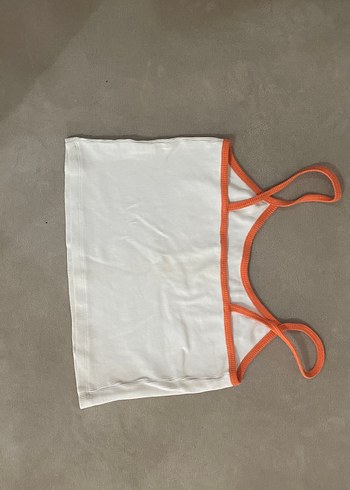 Beyaz Turuncu Detaylı crop atlet - Görsel 2