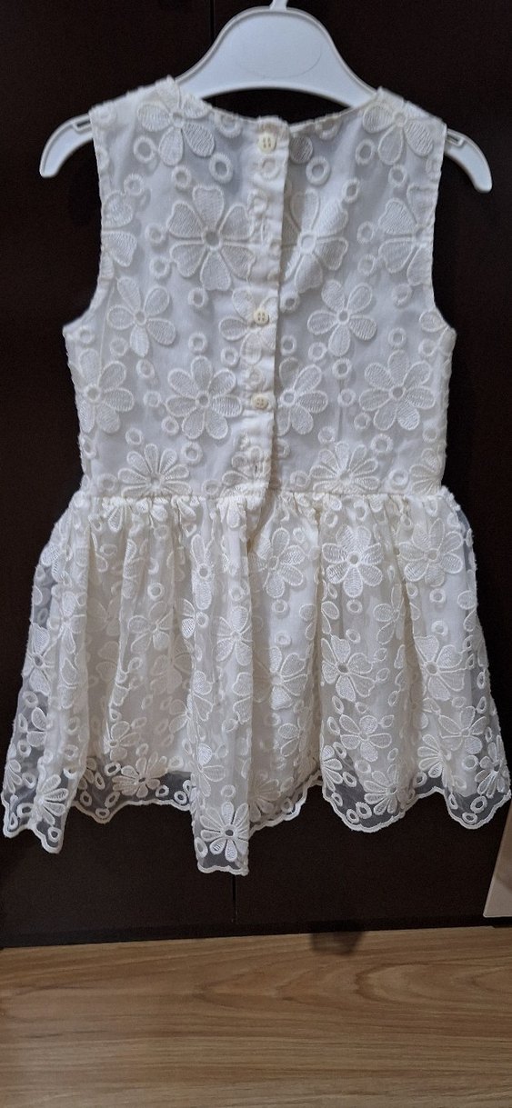 Beyaz Dantelli Nakışlı Kız Elbisesi - Görsel 3