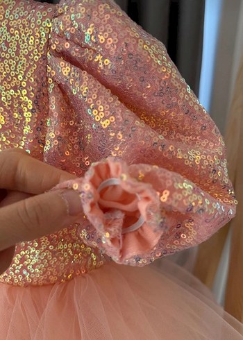 Pulpayetli Kız Çocuk Elbise ve Toka - Görsel 5