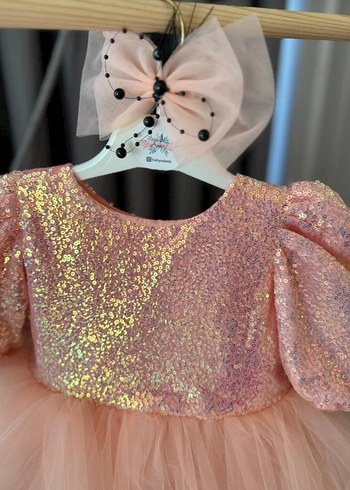 Pulpayetli Kız Çocuk Elbise ve Toka - Görsel 3