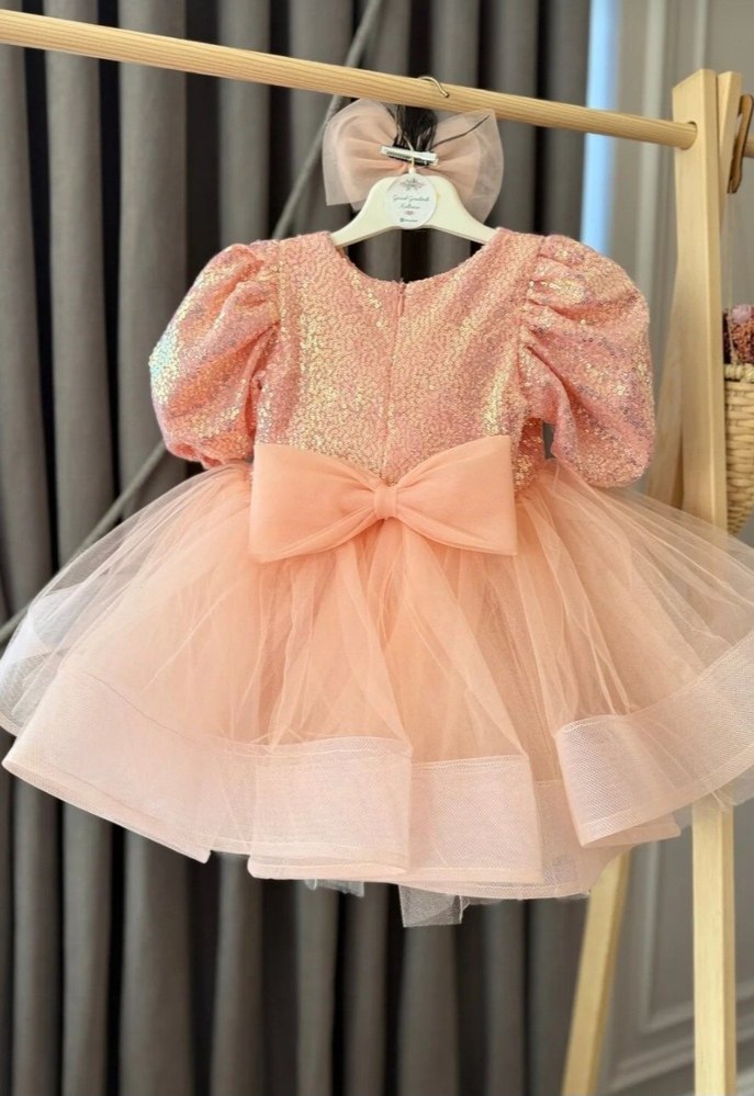 Pulpayetli Kız Çocuk Elbise ve Toka - Görsel 2