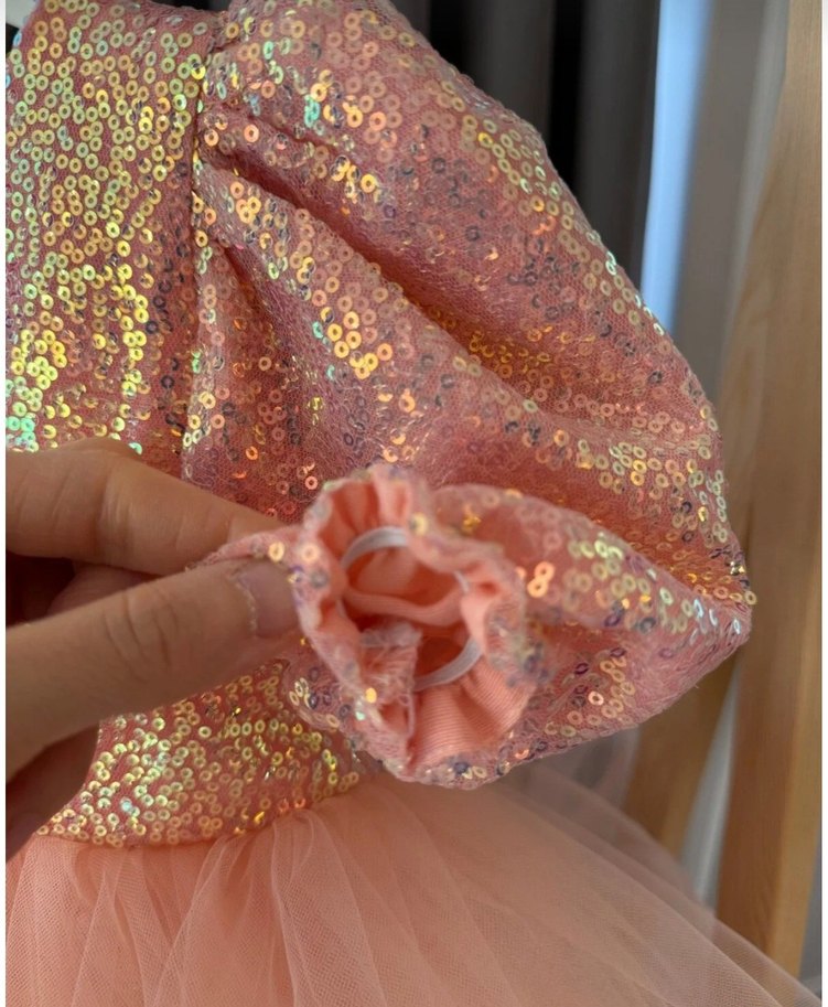 Pulpayetli Kız Çocuk Elbise ve Toka - Görsel 5