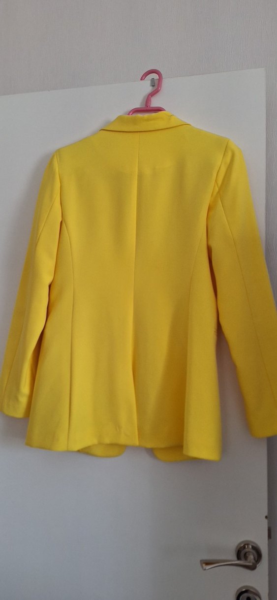 Sarı Kadın Düğmeli Blazer Ceket - Görsel 2