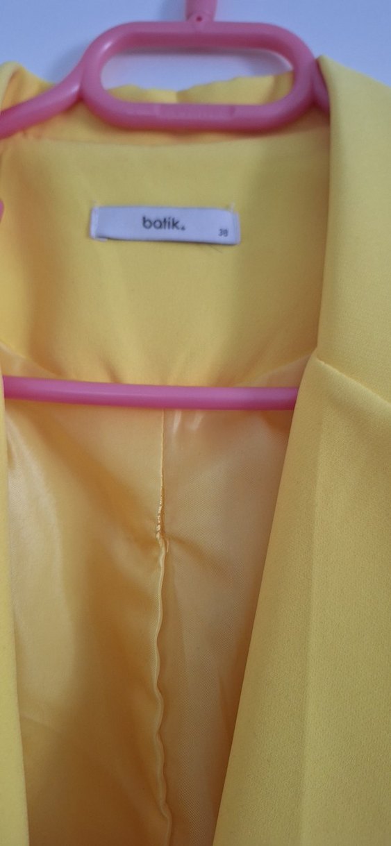 Sarı Kadın Düğmeli Blazer Ceket - Görsel 3