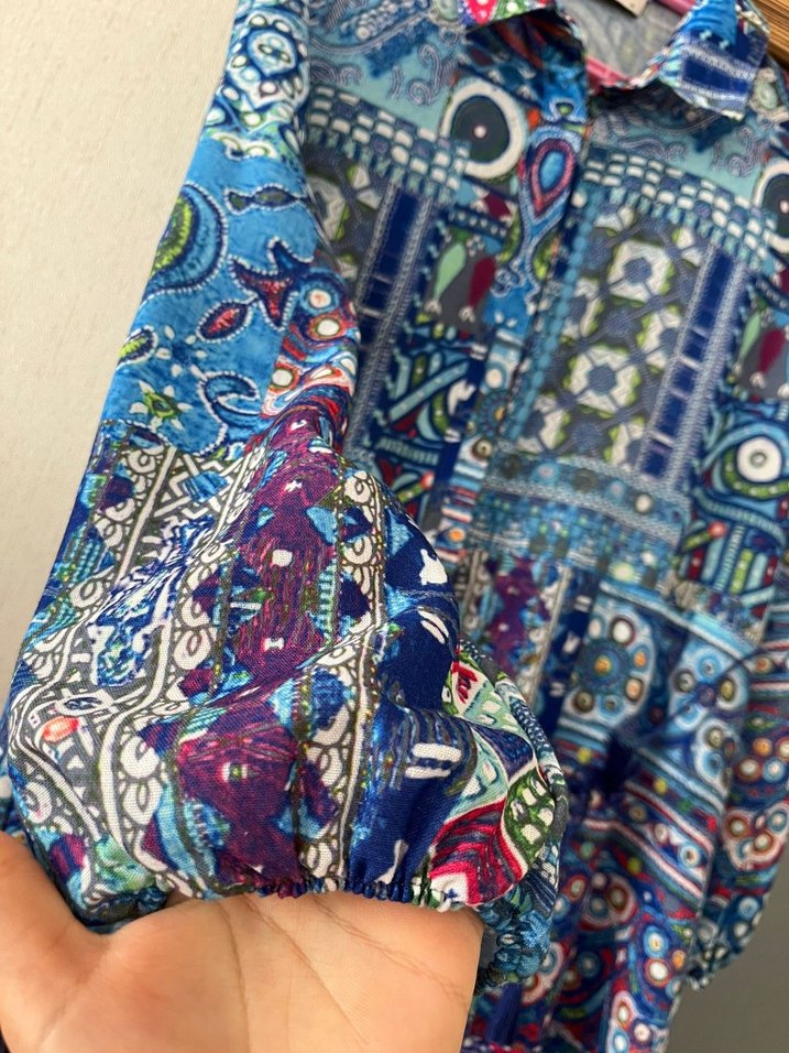 Renkli Desenli Bohem Uzun Elbise - Görsel 3