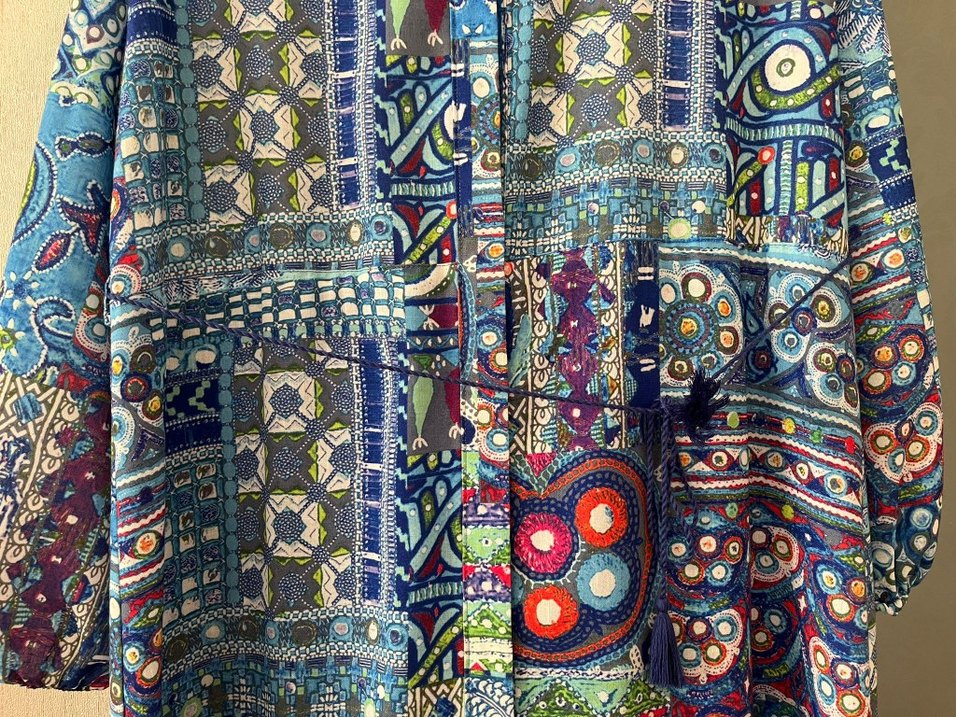 Renkli Desenli Bohem Uzun Elbise - Görsel 2