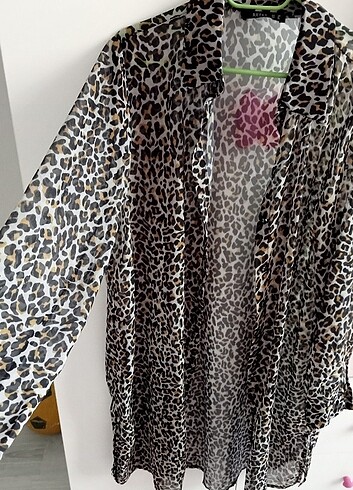 38 Beden kahverengi Renk Şifon tunik