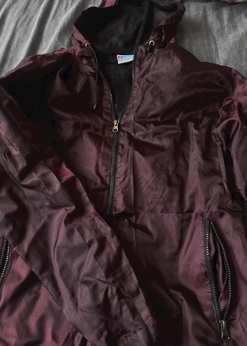 Bordo Fermuarlı kadın Yağmurluk ve Rüzgarlık - Görsel 3